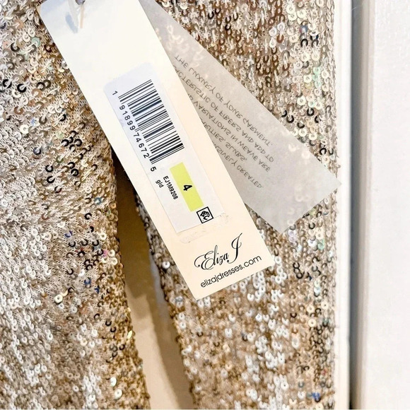 Eliza J gold sequin diamond panel dress NWT size 4 - Picture 12 of 13